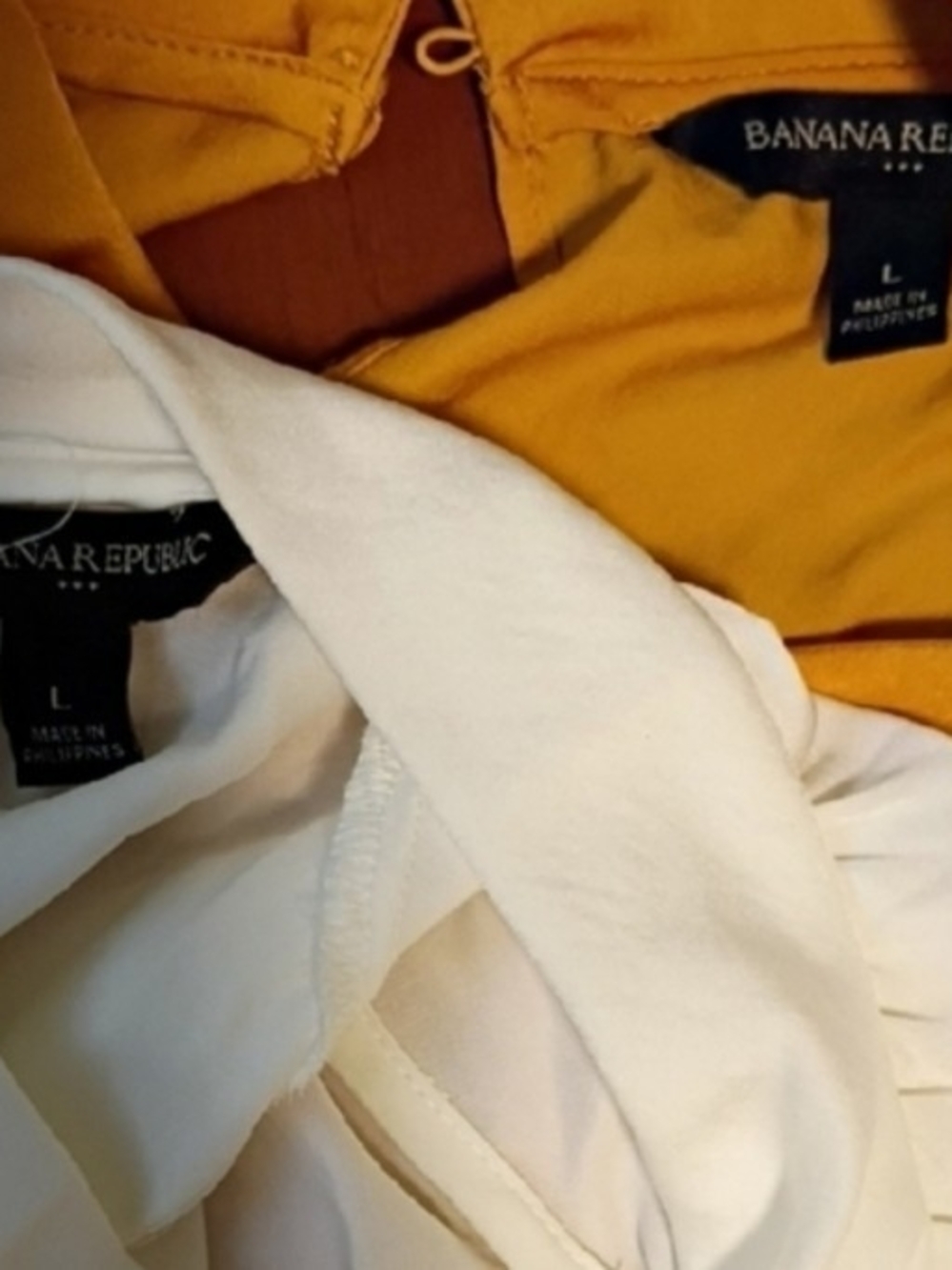 2/$22 Banana Republic White and Mustard Yellow Tops - Layered Set